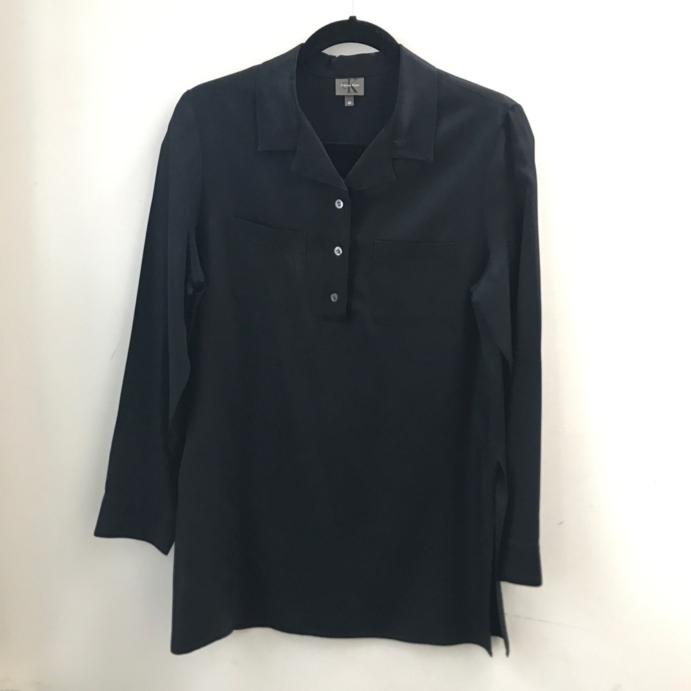 Calvin Klein Sleek Satin Tunic Blouse